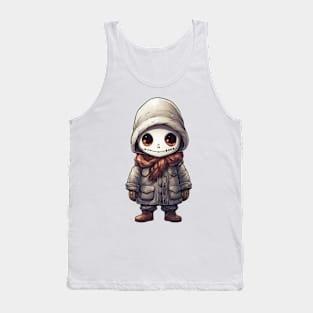 smiling ghastly skull in mask, wearing a cloak, scary mask ! halloween ! Tank Top